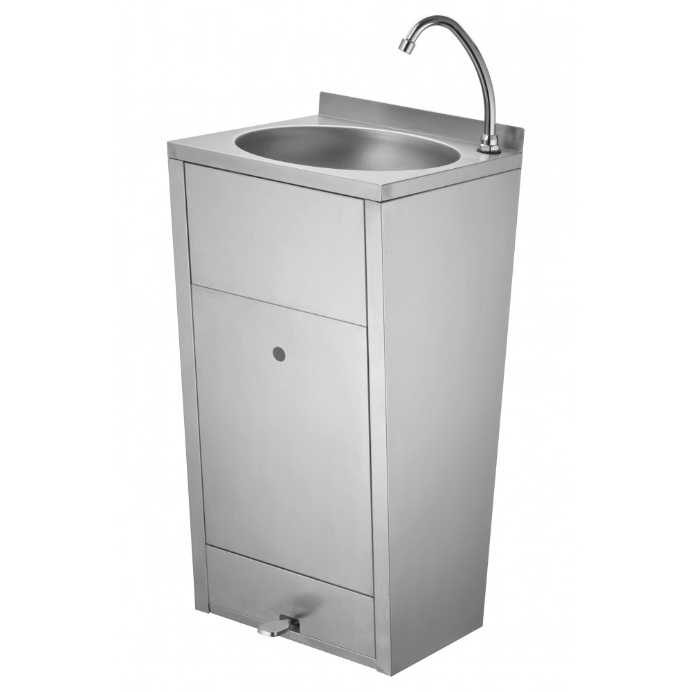 Λαντζάκι επιδαπέδιο ανοξείδωτο με ποδοβαλβίδα και κάδο απορριμμάτων FB01 Εξοπλισμός Κουζίνας