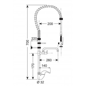 Καταιωνιστήρας επιτραπέζιος με βρύση κοντός Ιταλίας BMDΜ Εξοπλισμός Κουζίνας