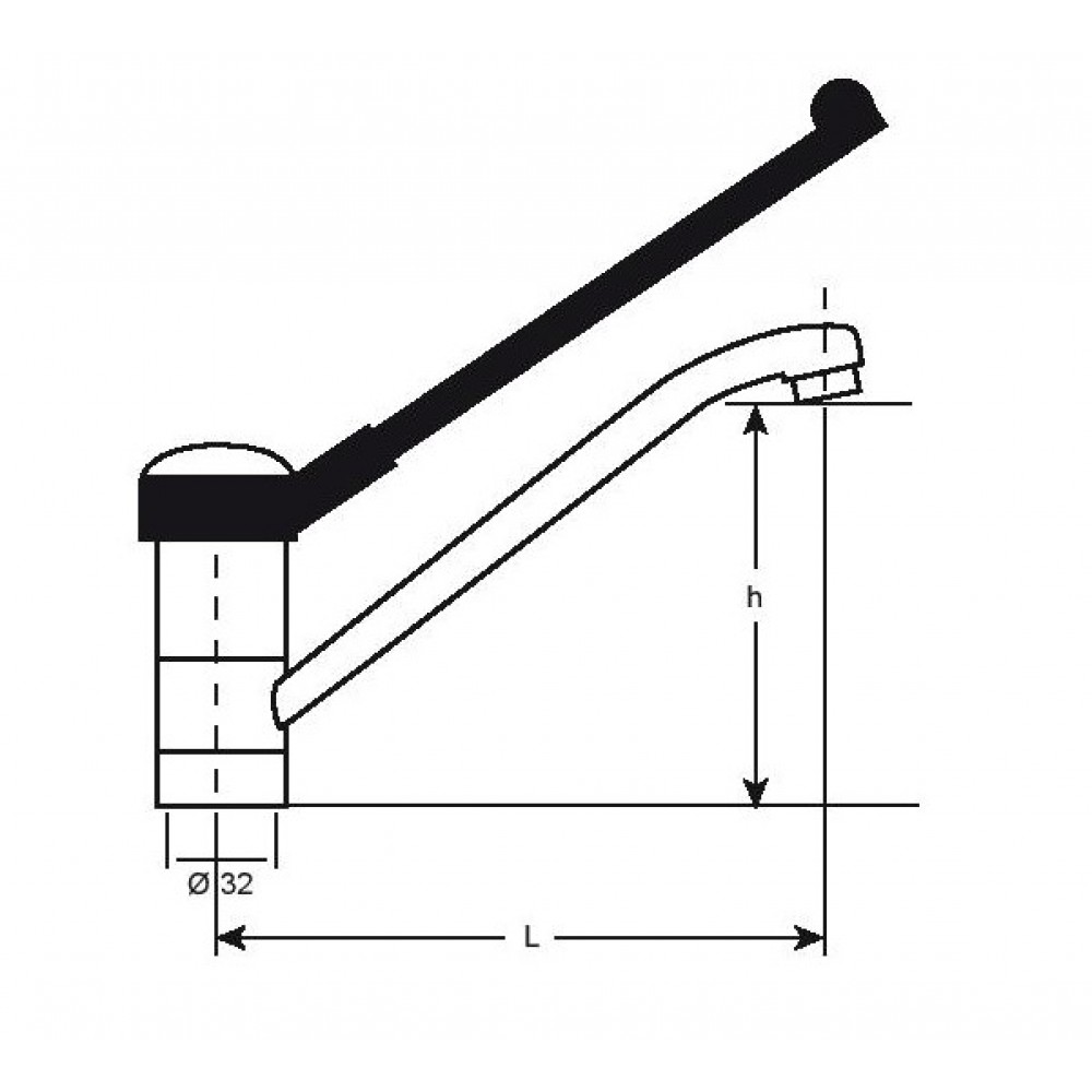 Αναμεικτική μπαταρία - Υγειονομική βρύση με μακρύ λεβιέ για επαγγελματική χρήση Ιταλίας BNS Εξοπλισμός Κουζίνας