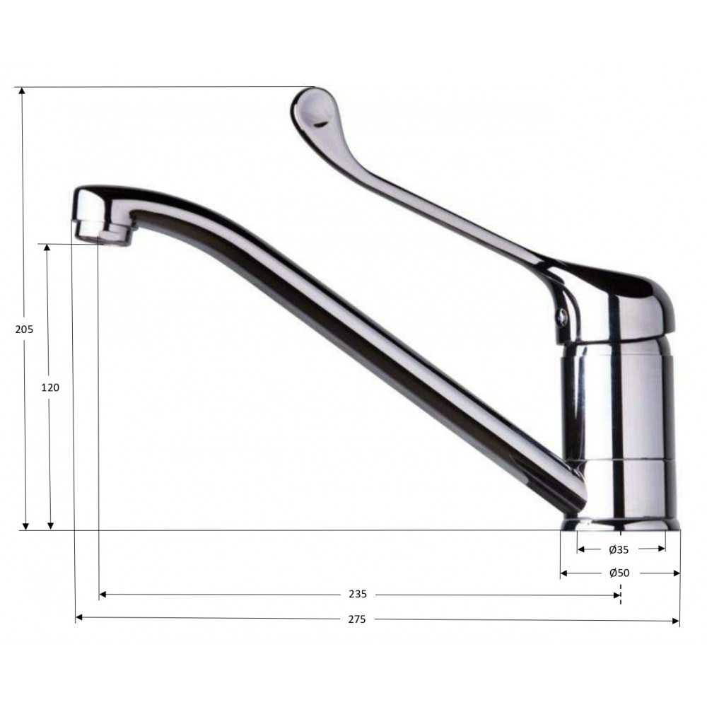 Αναμεικτική μπαταρία - Υγειονομική βρύση με μακρύ λεβιέ για επαγγελματική χρήση μοντ. HY3302