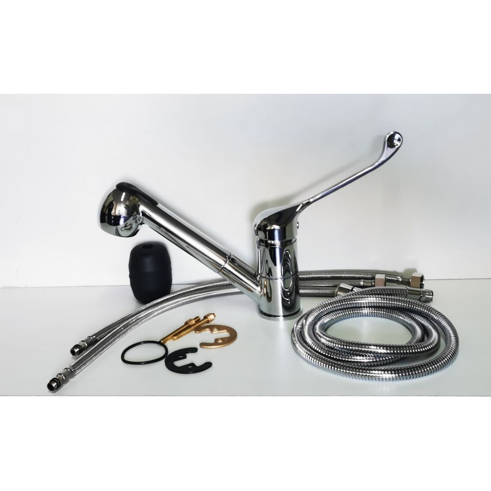 Αναμεικτική μπαταρία - Υγειονομική βρύση με εύκαμπτο σπιράλ και μακρύ λεβιέ για επαγγελματική χρήση μοντ. HY3303