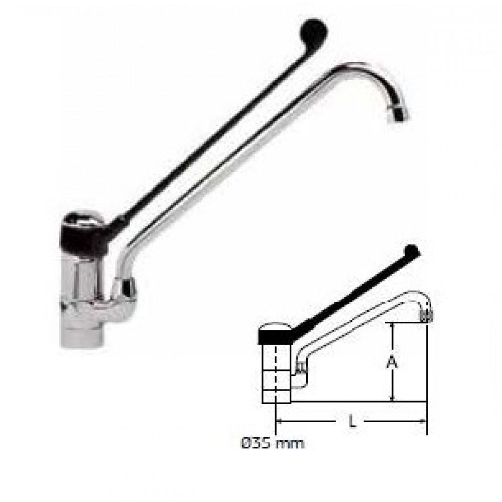 Αναμεικτική μπαταρία - Υγειονομική βρύση με μακρύ λεβιέ για επαγγελματική χρήση Ιταλίας BL Εξοπλισμός Κουζίνας