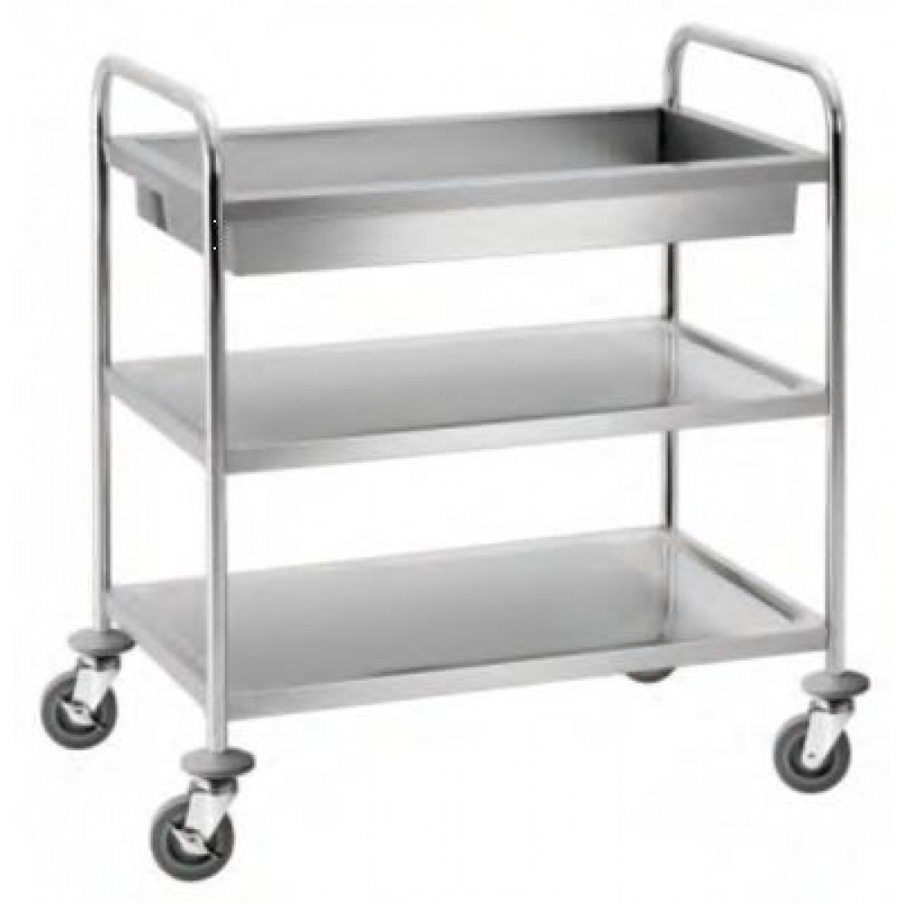 Service trolley ανοξείδωτο 3 ραφιών με πάνω ράφι βαθύ 10 εκ. ST3D Μεταφορά
