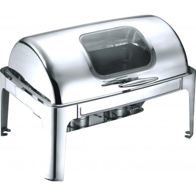 Chafing dish με roll-top καπάκι με τζάμι 180° μοντ. RCD-02