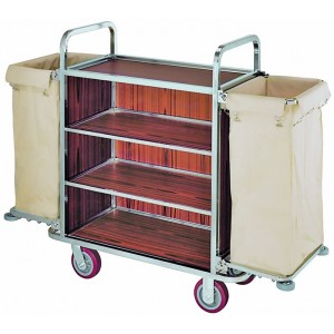 Τρόλεϊ καμαριέρας με 2 σάκους ανοξείδωτο, HC-305 Εξοπλισμός Ξενοδοχείων