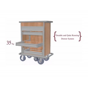 Τρόλεϊ τροφοδοσίας mini bar με 3 συρτάρια και ρολό με κλειδαριά RM1460S Εξοπλισμός Ξενοδοχείων