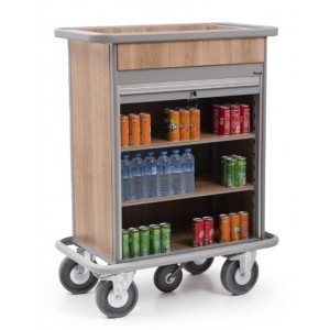 Τρόλεϊ τροφοδοσίας mini bar με 3 ρυθμιζόμενα ράφια και ρολό με κλειδαριά RM1460 Εξοπλισμός Ξενοδοχείων