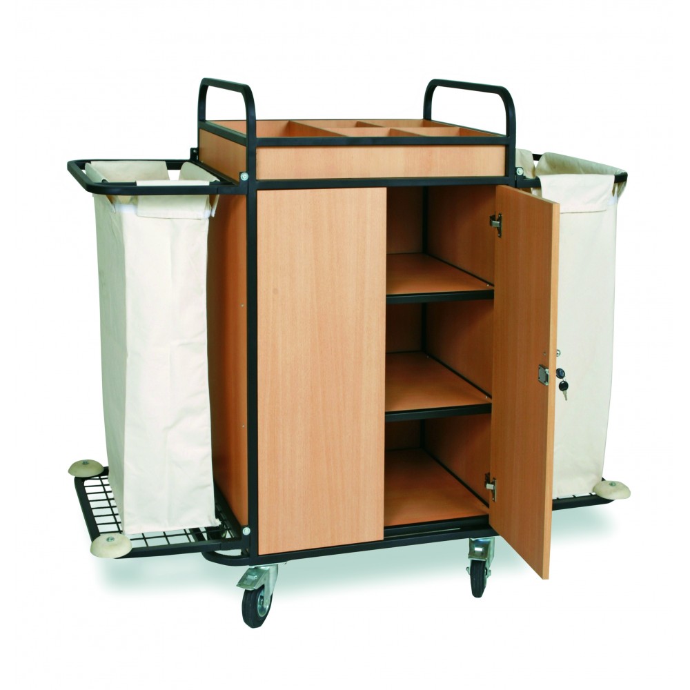 Τρόλεϊ καμαριέρας IDEAL με πόρτες και κλειδαριά RM1410K Εξοπλισμός Ξενοδοχείων