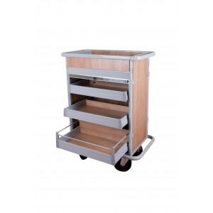 Τρόλεϊ τροφοδοσίας mini bar με 3 συρτάρια και ρολό με κλειδαριά RM1460S Εξοπλισμός Ξενοδοχείων