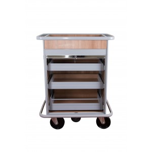 Τρόλεϊ τροφοδοσίας mini bar με 3 συρτάρια και ρολό με κλειδαριά RM1460S Εξοπλισμός Ξενοδοχείων