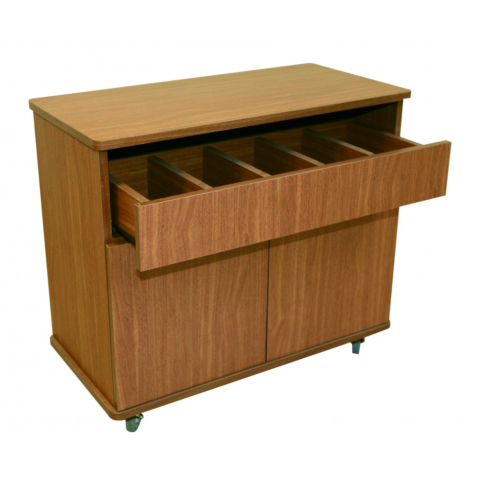 Ξύλινο τρόλεϊ gueridon κλειστό με πόρτες και 2 συρτάρια RM631 Εξοπλισμός Ξενοδοχείων