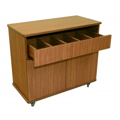 Ξύλινο τρόλεϊ gueridon κλειστό με πόρτες και 2 συρτάρια RM631
